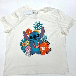 Disney Stitch Short Sleeve Tee T-Shirt Plus Size 2X White multi New